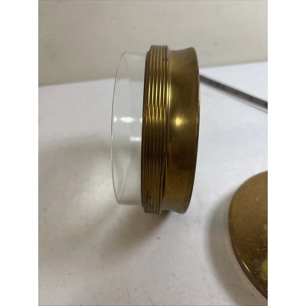 Brass & Glass Powder Hearts Vanity Trinket‎ Jar Art Deco VTG